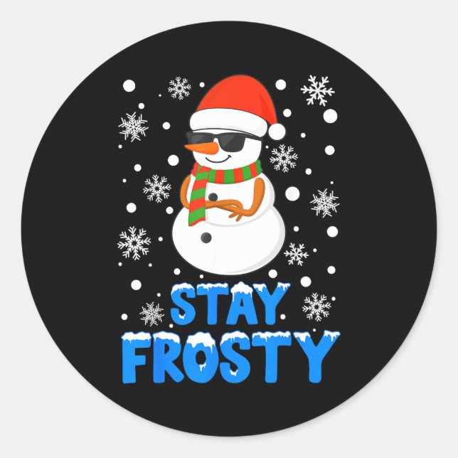Sticker Rond Christmas Tee Funny Frosty Xmas Cool Snowman Women (Devant)