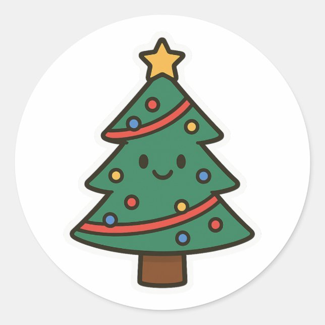 Sticker Rond Christmas tree (Devant)