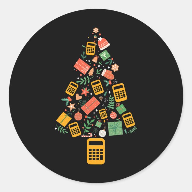 Sticker Rond Christmas Tree Accountant Calculator Finance Chris (Devant)