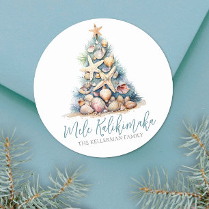 Sticker Rond Christmas Tree Beach Mele Kalikimaka