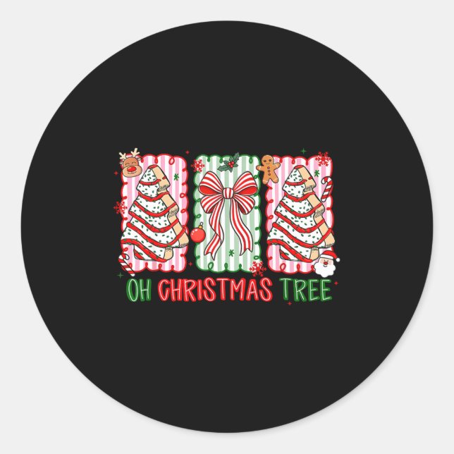 Sticker Rond Christmas Tree Cake Funny Quote Oh Christmas Tree  (Devant)