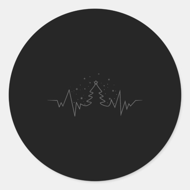 Sticker Rond Christmas Tree Heartbeat Funny For Xmas Lovers  (Devant)