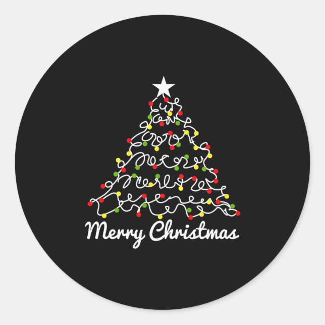 Sticker Rond Christmas Tree Tangled Lights, Men, Women, Family  (Devant)
