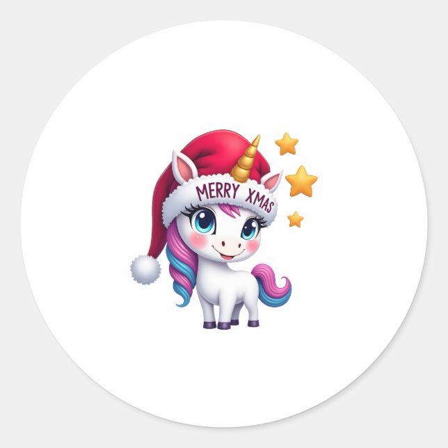 Sticker Rond Christmas Unicorn T-Shirt (3) (Devant)