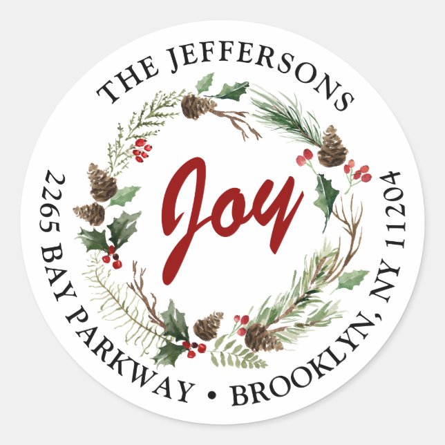 Sticker Rond Christmas Wath Holiday Adresse de retour (Devant)