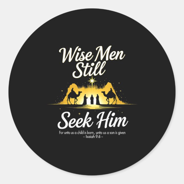 Sticker Rond Christmas Wise Men Still Seek Him 3 Kings Religiou (Devant)