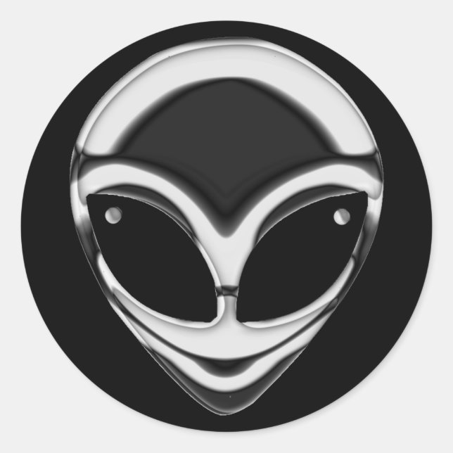 STICKER ROND CHROME ALIEN HEAD (Devant)