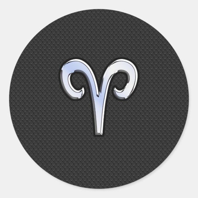Sticker Rond Chrome Comme Aries Signe Zodiaque (Devant)