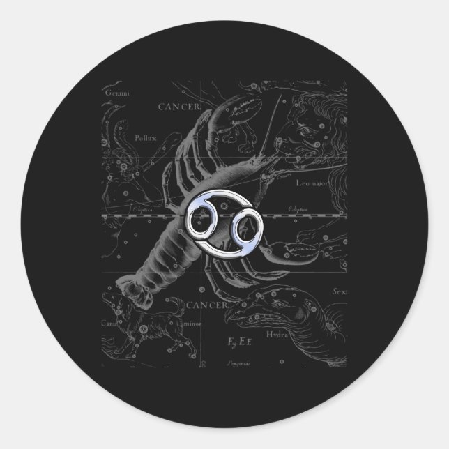 Sticker Rond Chrome comme Cancer Zodiac Connexion Hevelius (Devant)