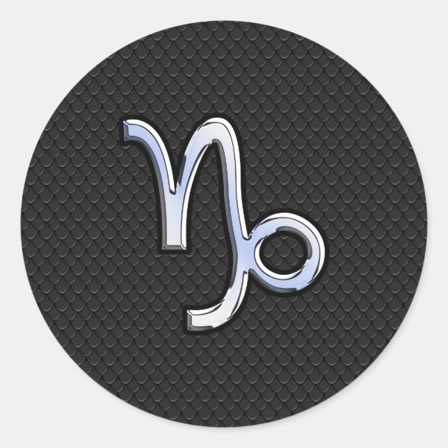 Sticker Rond Chrome comme Capricorn Symbole Zodiaque sur la pea (Devant)