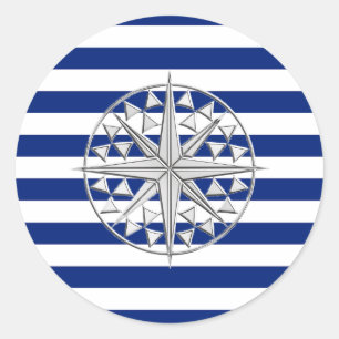 Sticker Rond Chrome comme la boussole sur les bandes marines