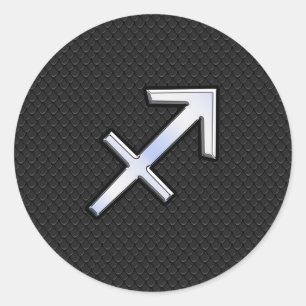 Sticker Rond Chrome Comme Sagittarius Zodiac Connexion Noir