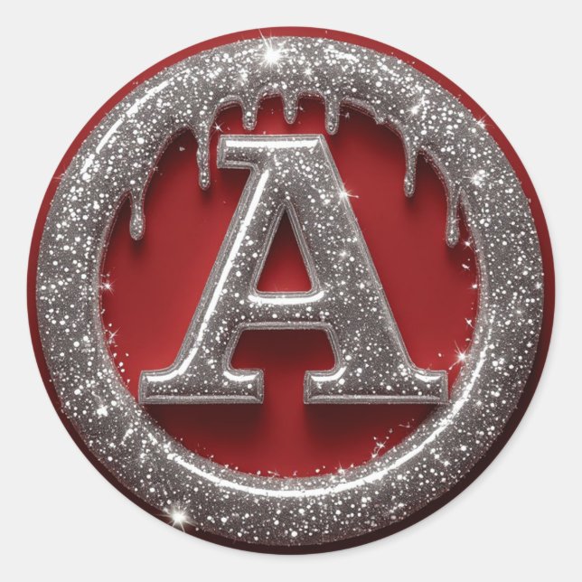 Sticker Rond Chrome Drip Lettre A Monogramme Icône Paillettes (Devant)