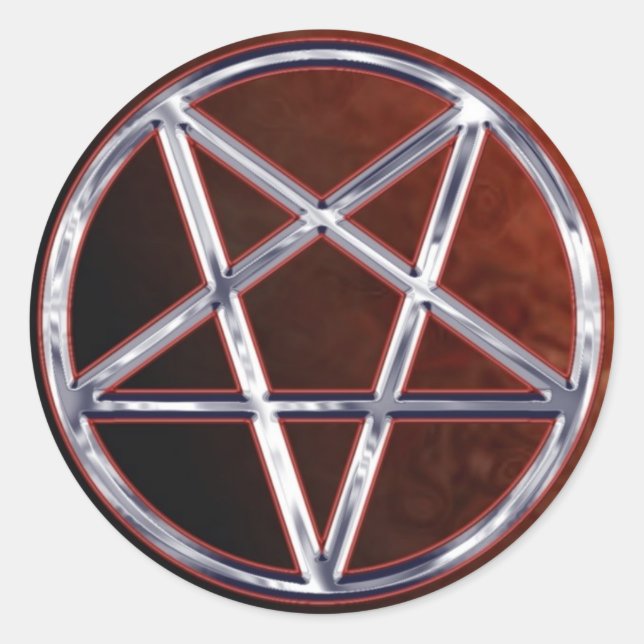 Sticker Rond Chrome Pentagramme (Devant)