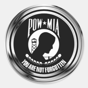 STICKER ROND CHROME POW MIA