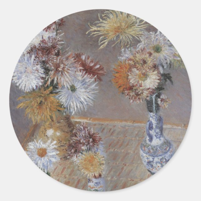 Sticker Rond Chrysanthèmes par Gustave Caillebotte (Devant)