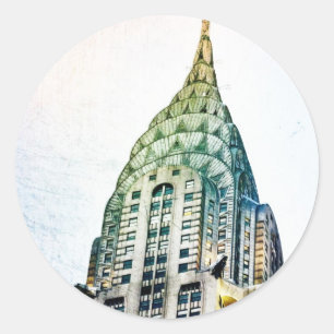 Sticker Rond Chrysler construisant - congelé - New York City