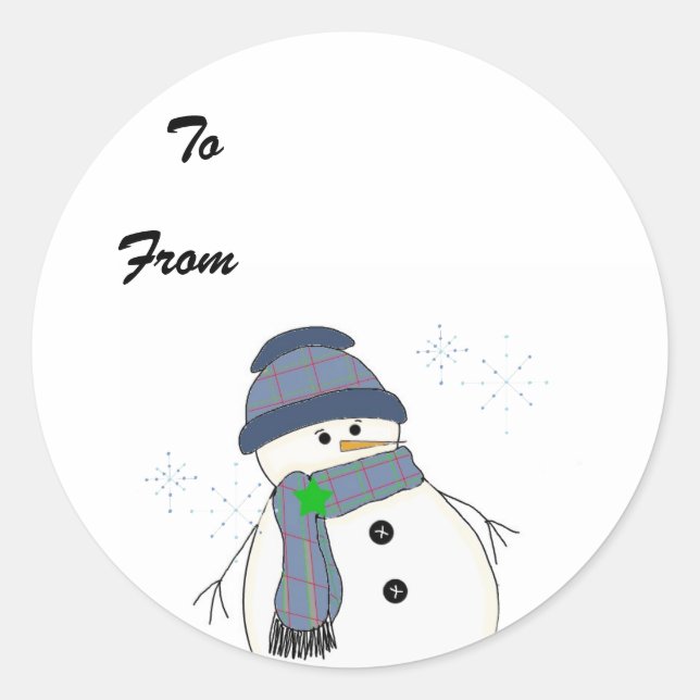 Sticker Rond Chubby Snowman à Plaid (Devant)