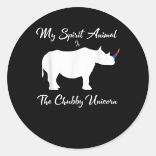 Sticker Rond Chubby Unicorn Rhino Funny mignonne animal adorabl