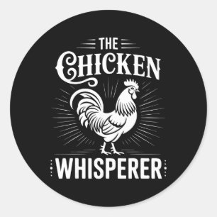 Sticker Rond Chuchoteur de poulets éleveur de volailles Coq