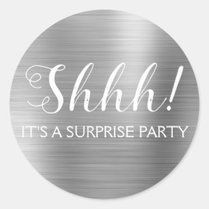 Sticker Rond Chut ! Surprise Anniversaire - Argent