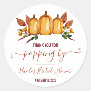 Sticker Rond Chute d'amour, Citrouille orange, Merci floral