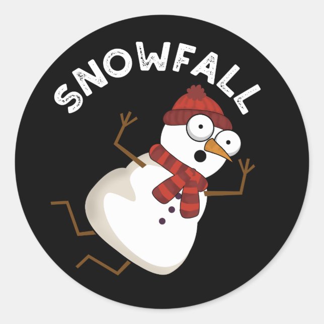 Sticker Rond Chute de neige amusante Plume de neige foncé BG (Devant)