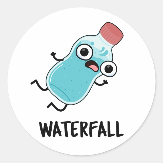 Sticker Rond Chute d'eau amusante (Devant)