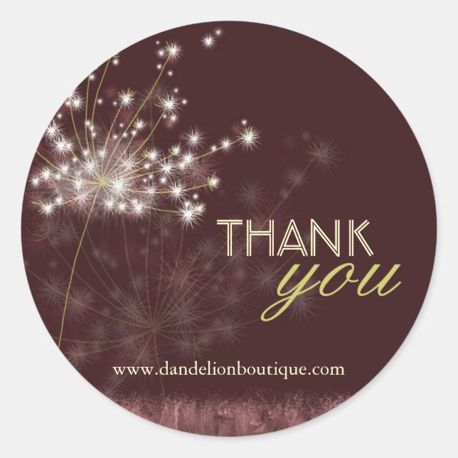 Sticker Rond Chute poétique Dandelion Merci d'affaires (Devant)