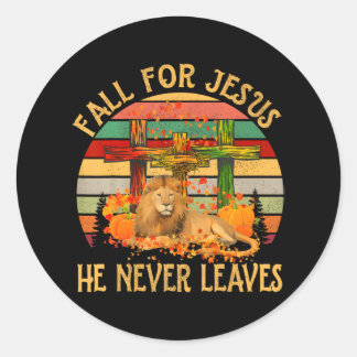 Sticker Rond Chute Pour Jésus Il N'A Jamais Lion Feuille Et Jés