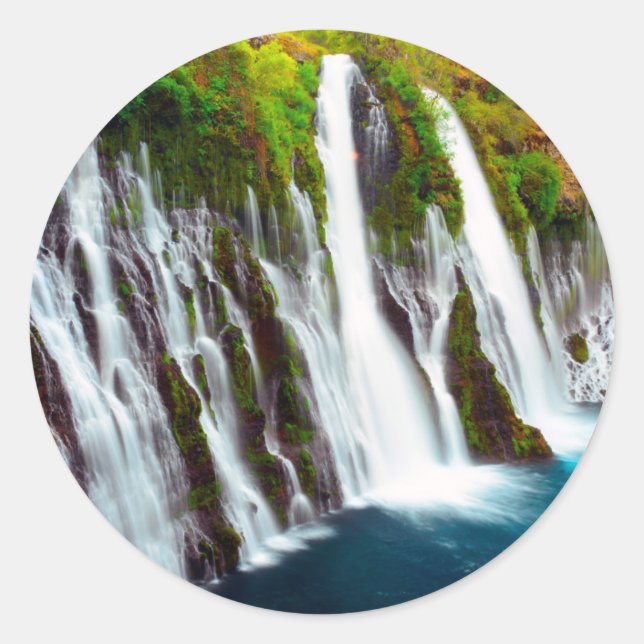 Sticker Rond Chutes Burney, Mcarthur-Burney Falls Memorial (Devant)