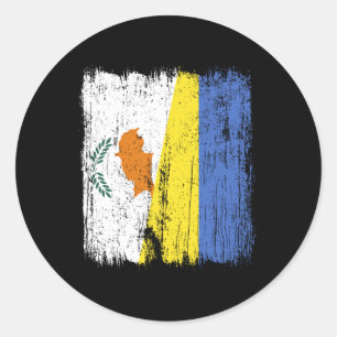 Sticker Rond Chypre Ukraine Demi-drapeau Chypriote ukrainien Pa