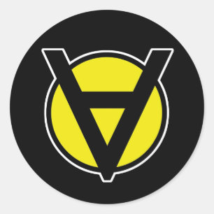 Sticker Rond Ci de suffisance d'autocollant noir et jaune de