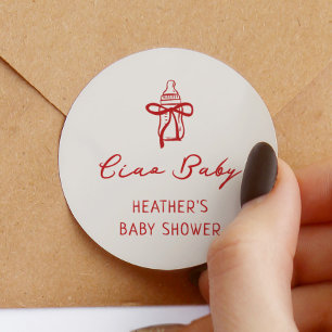 Sticker Rond Ciao Baby Italien Pizza Baby shower Favoriser