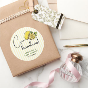 Sticker Rond Ciao Bambino Lemon Baby shower d'été italien