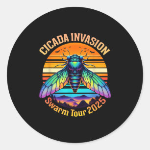 Sticker Rond Cicada Brood Xiv Summer Cicadas Shot Tour 2025