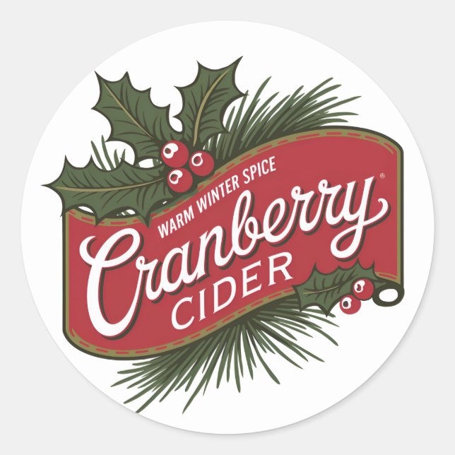 Sticker Rond cidre de canneberge de Noël festif (Devant)