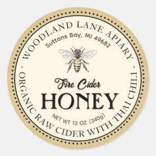 Sticker Rond Cidre de feu cru bio Honey chili thaïlandais Queen