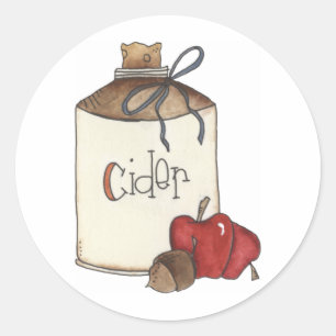 Sticker Rond cidre de pomme et cueillette de pommes