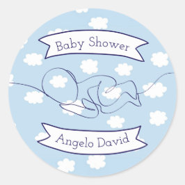 Sticker Rond Ciel bleu et nuages Garçon bébé