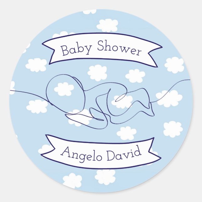 Sticker Rond Ciel bleu et nuages Garçon bébé (Devant)