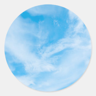 Sticker Rond Ciel bleu nuages blancs Modèle blanc élégant