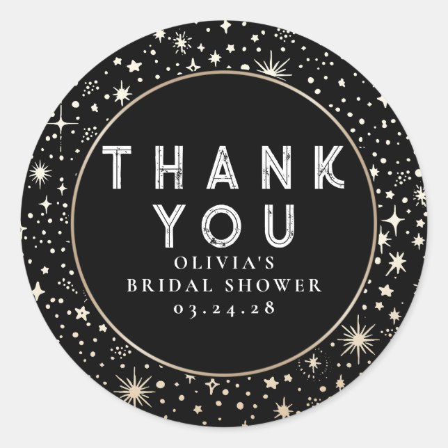 Sticker Rond Ciel de nuit étoilé Merci céleste (Devant)