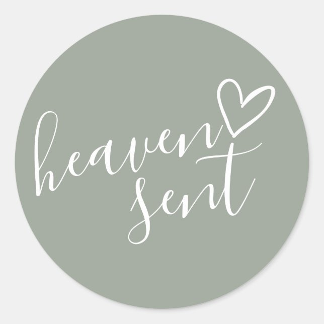 Sticker Rond Ciel envoyé Sage Vert Genre Neutre Baby shower (Devant)