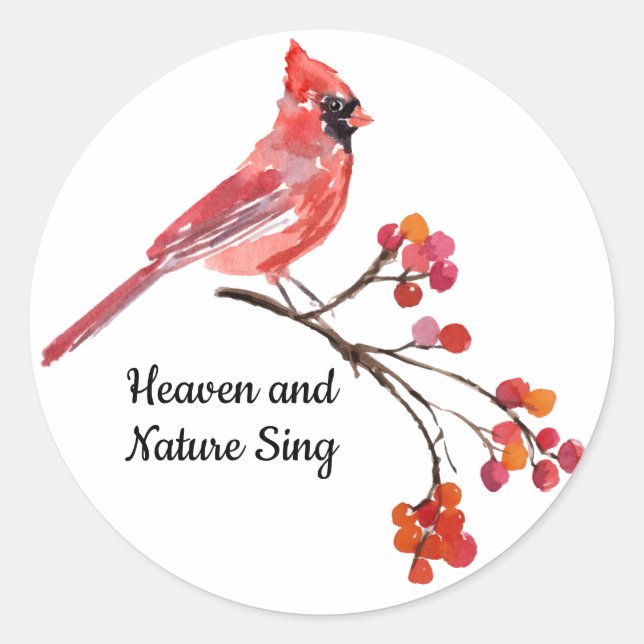 Sticker Rond Ciel et Nature Chantent Cardinal Rouge de Fêtes (Devant)
