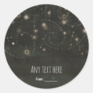 Sticker Rond Ciel Étoilé Sombre Céleste Noir Tourbillons Favori