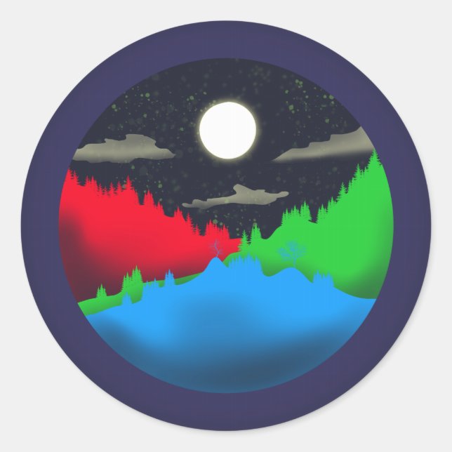 Sticker Rond Ciel nocturne (Devant)