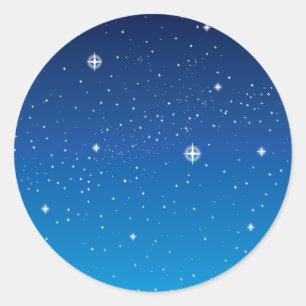 Sticker Rond Ciel nocturne étoilé bleu profond