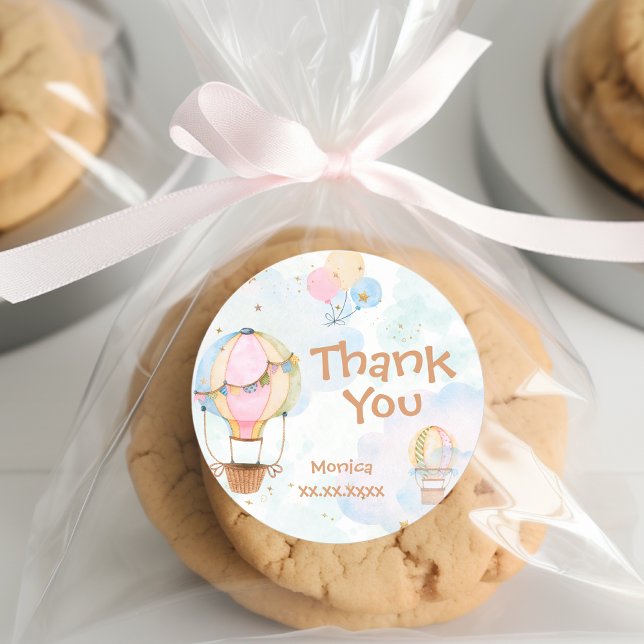 Sticker Rond Ciel nuageux montgolfière anniversaire de enfant (Créateur téléchargé)