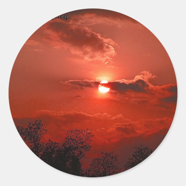 Sticker Rond Ciel rouge @ Night (Devant)